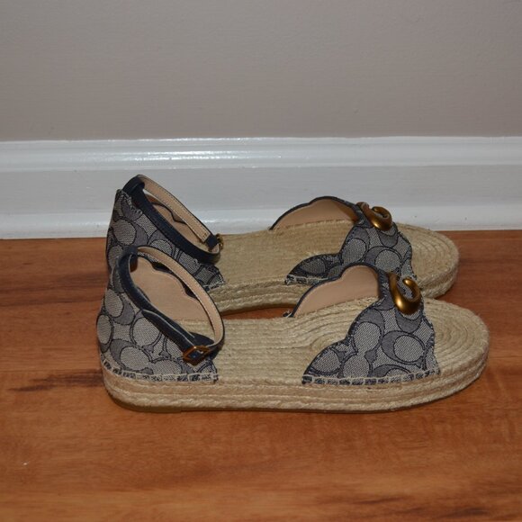 Coach Dillon Midnight Navy NEW w/box Jaquard Ankle strap Espadrilles - Picture 10 of 16